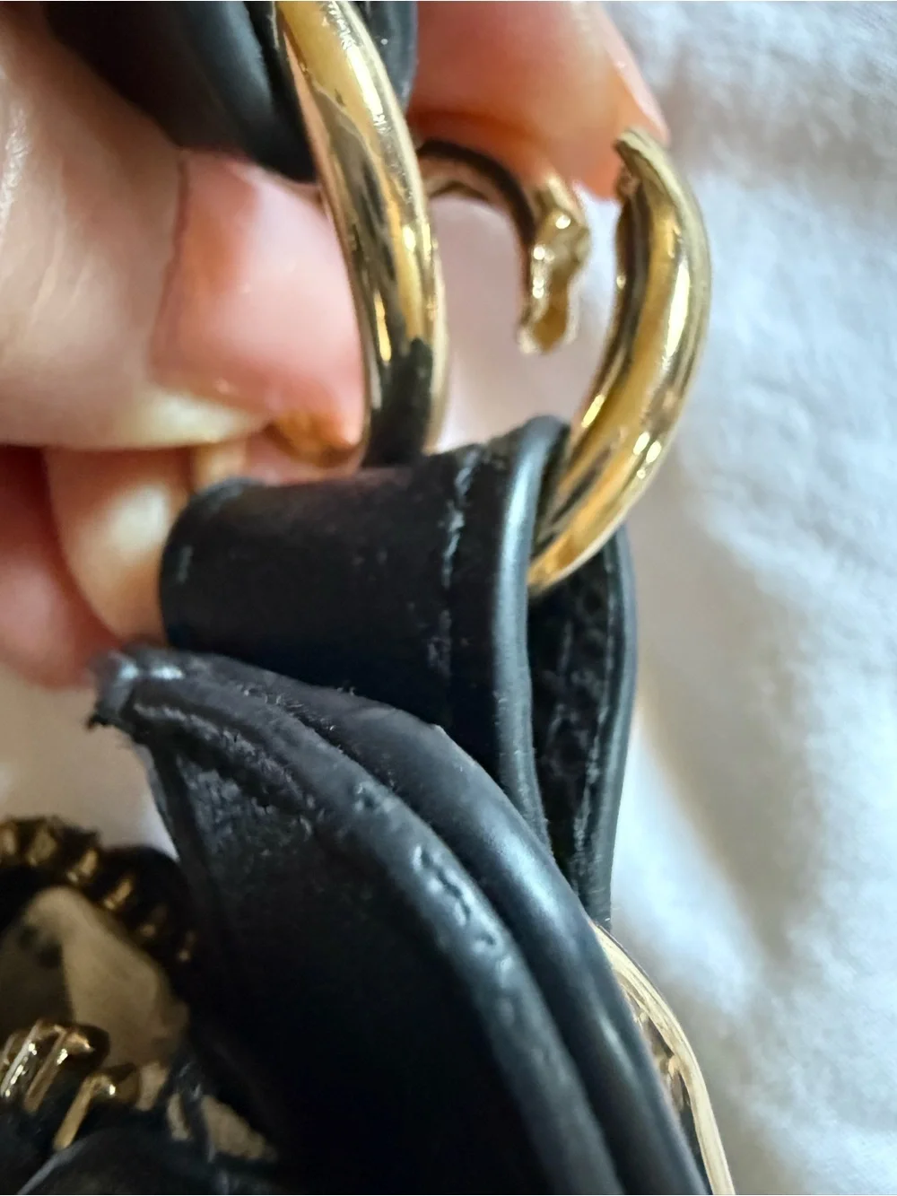 Elegant Black Leather Shoulder Bag with Gold Hardware